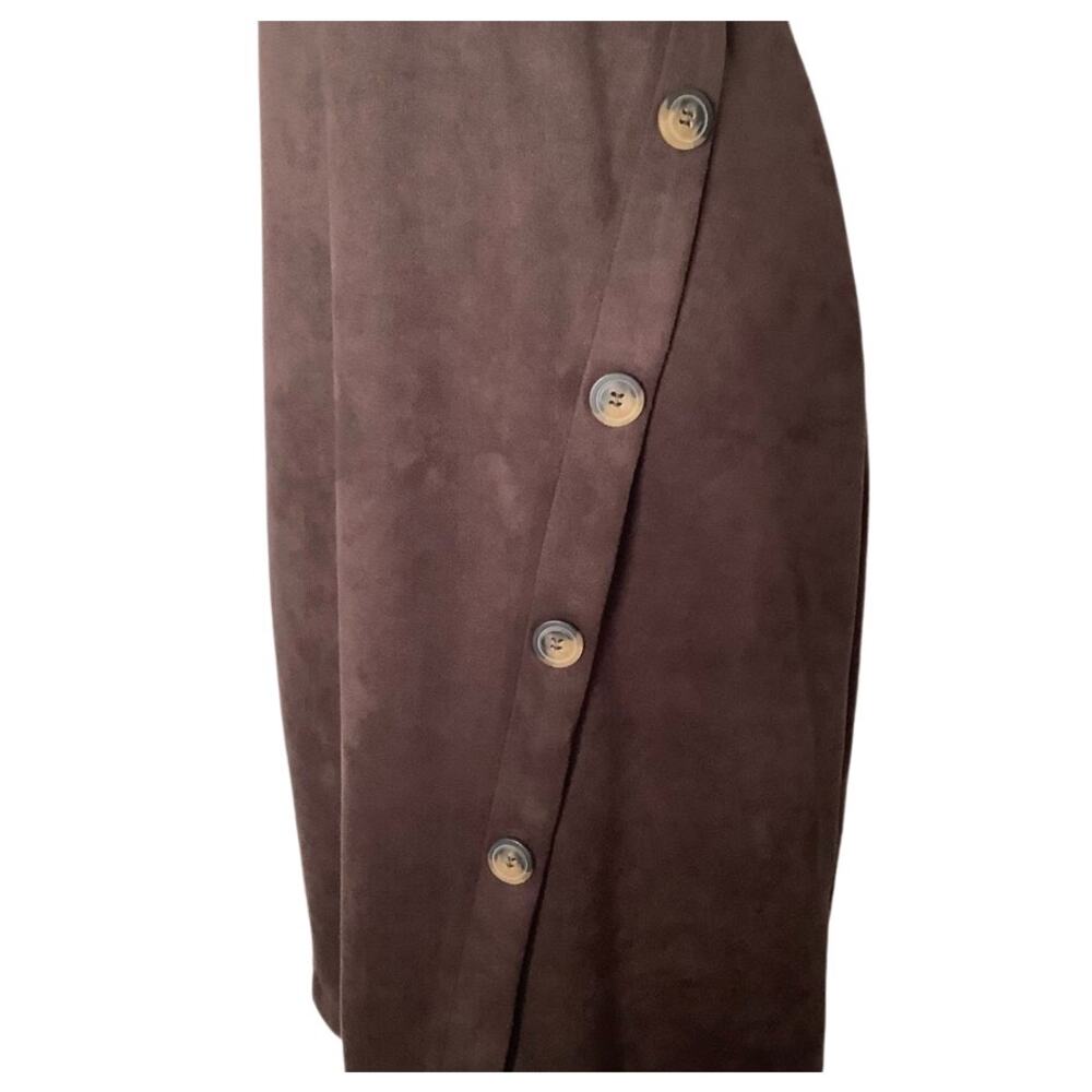 Emma & Michele Brown Faux Suede Sleeveless Dress Mock Neck Button Detail 10 - Picture 4 of 7
